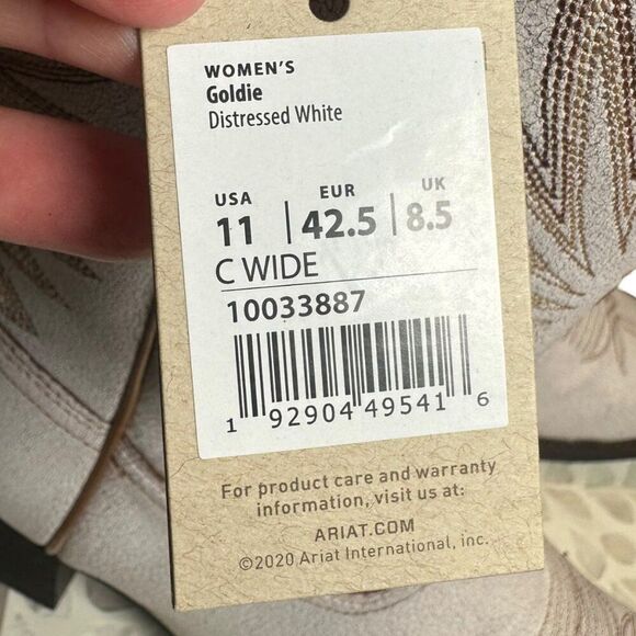 Ariat Goldie Distressed White Western Cowboy Boots Women’s 11 C Wide 10033887 - Picture 9 of 12
